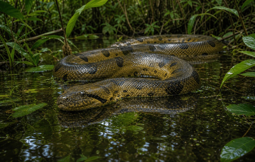Anaconda representing tropical wetlands and slow rivers