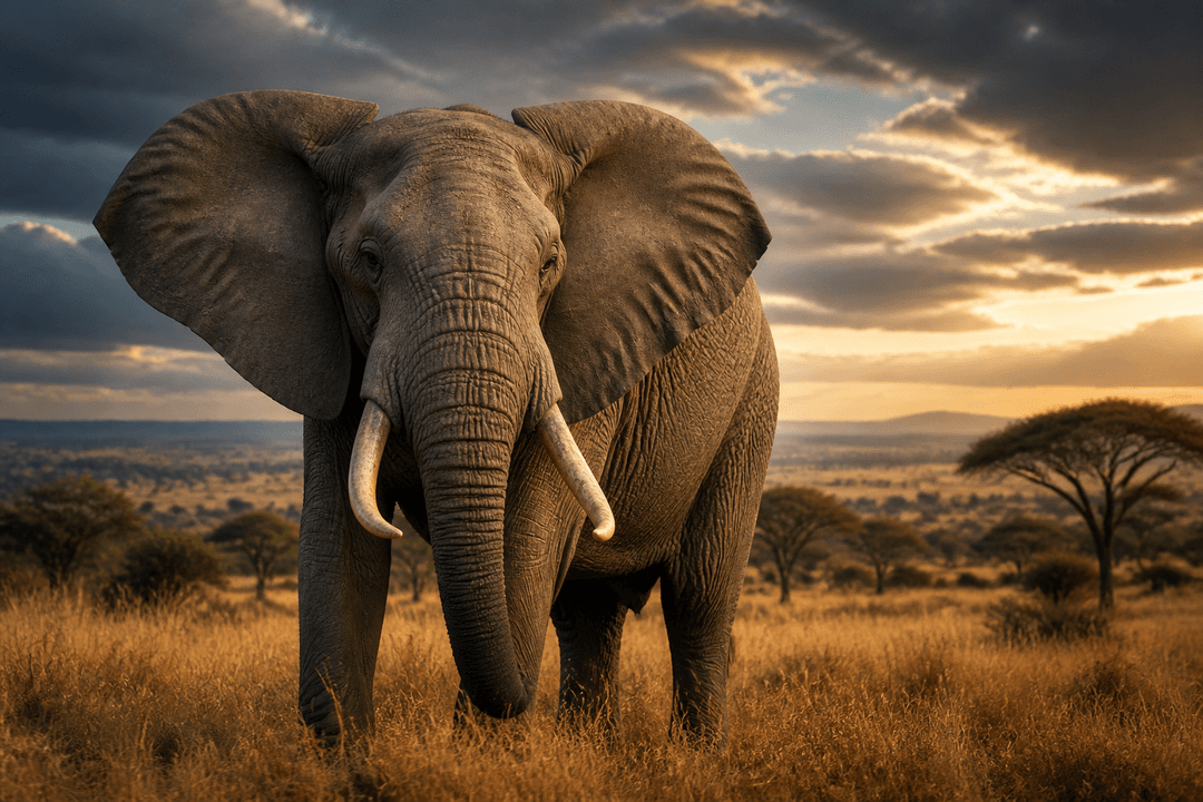 African elephant representing powerful large safari wildlife